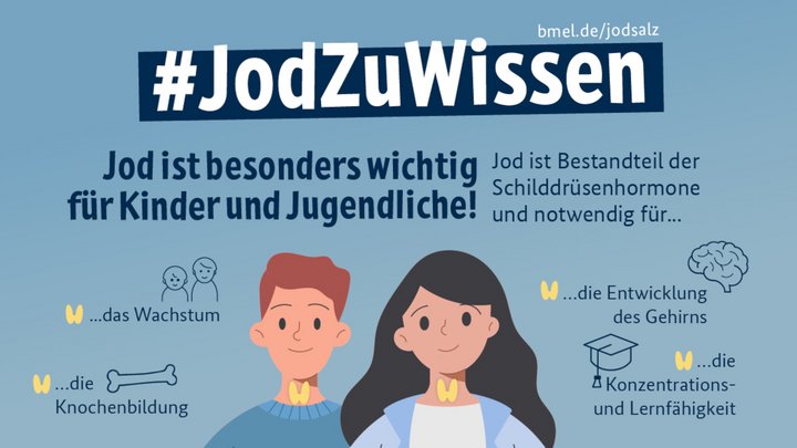 Schaubild das aufzeigt, weshalb Jod für Kinder und Jugendliche wichtig ist. 